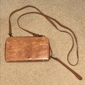 The Sak Brown Leather Wristlet Clutch
